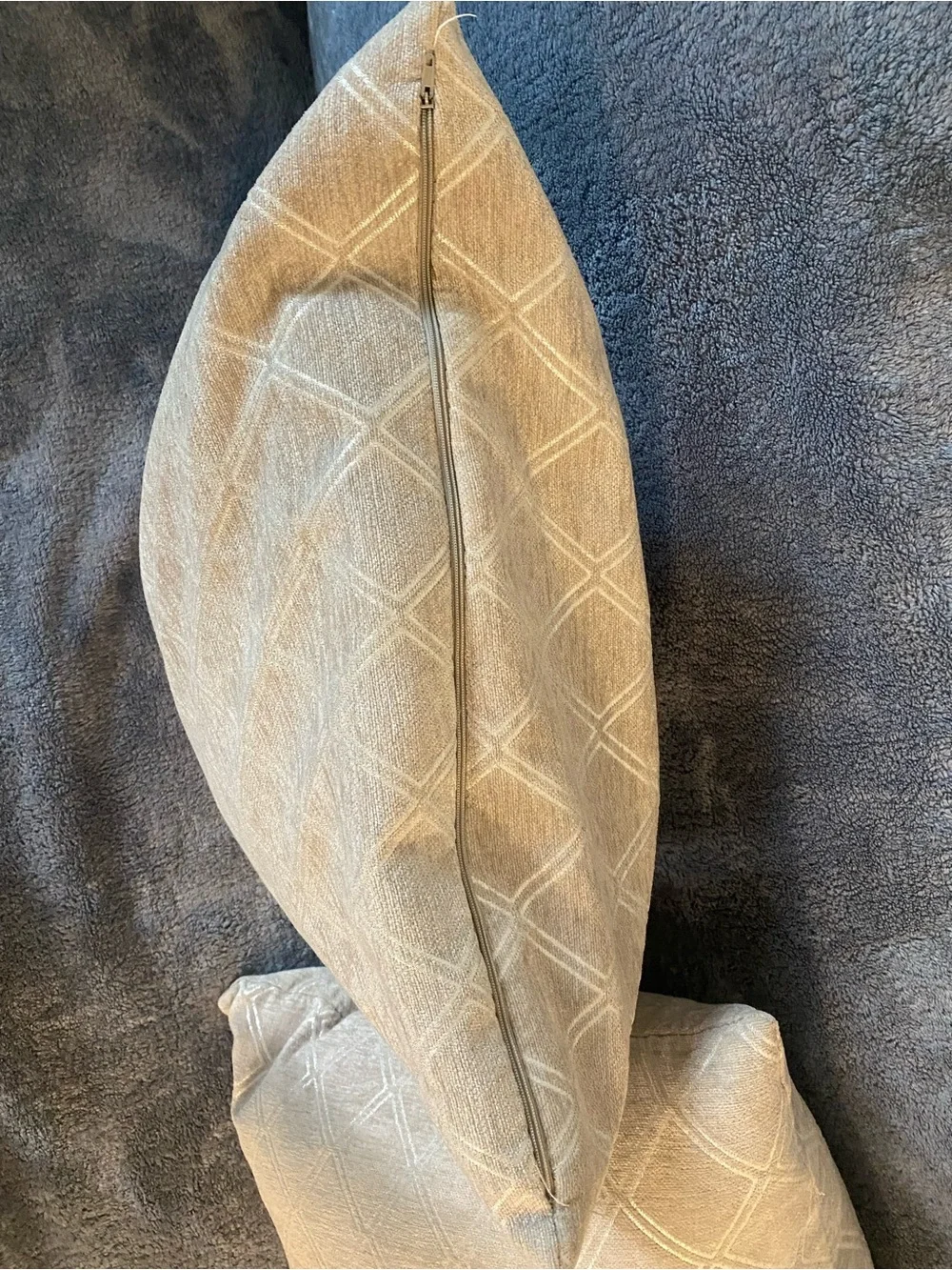 Gray with Silver-Pattern Throw Pillow Pair